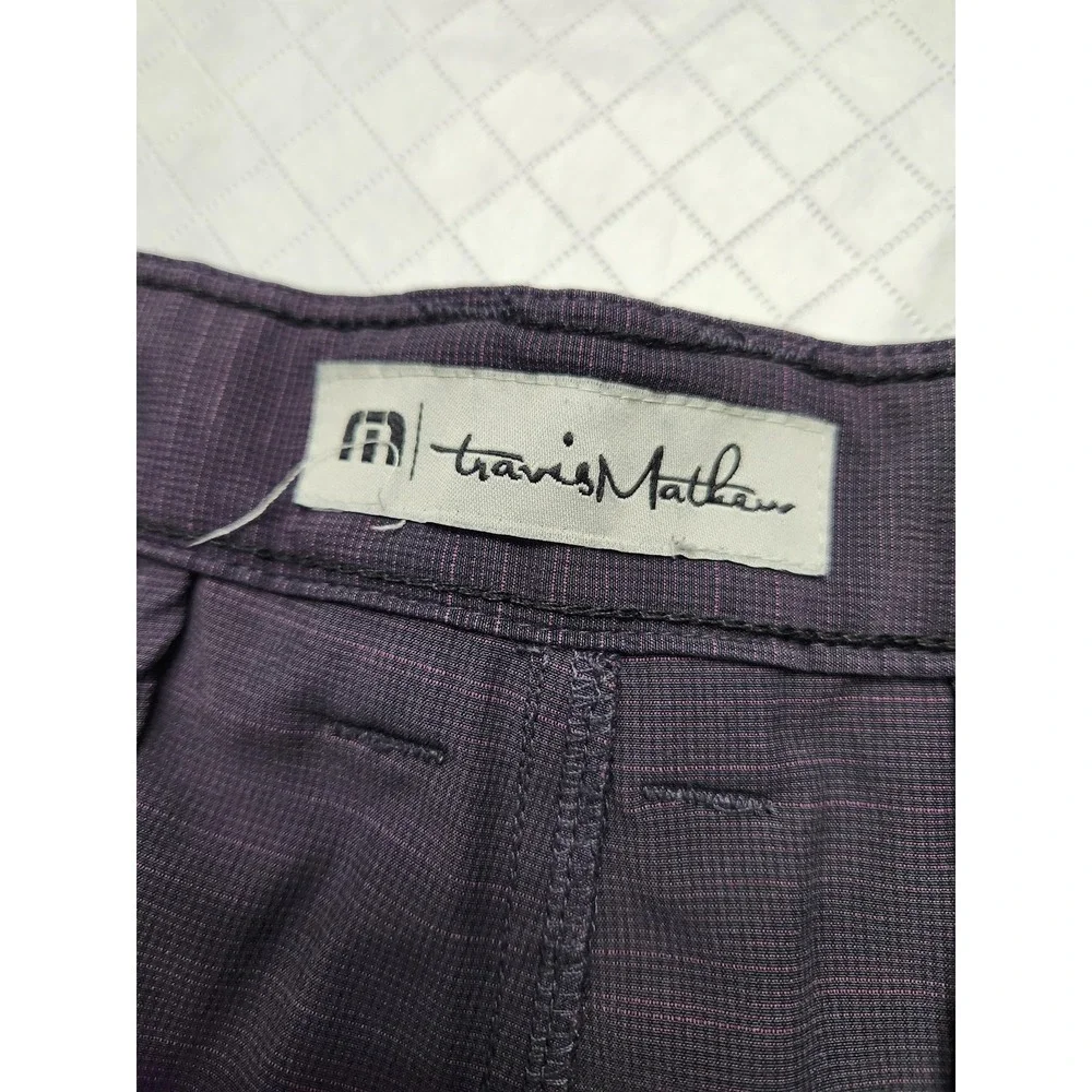Travis Mathew Shorts Mens 38 Purple Microstripe Golf Chino Performance Stretch